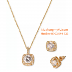 14K Gold-Plate 2-Pc. Set Cubic Zirconia Halo Pendant Necklace and Matching Stud Earrings