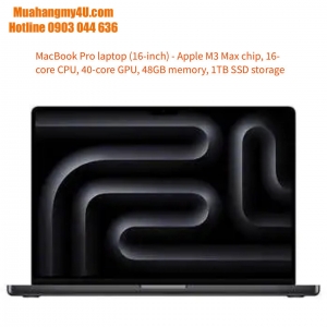 MacBook Pro laptop (16-inch) - Apple M3 Max chip, 16-core CPU, 40-core GPU, 48GB memory, 1TB SSD storage