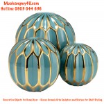 Decorative Objects for Home Decor – Glossy Ceramic Orbs Sculpture and Statues for Shelf Styling