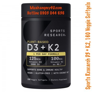 Sports Research D3 + K2, 160 Veggie Softgels