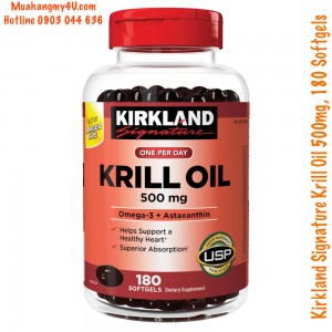 Kirkland Signature Krill Oil 500mg, 180 Softgels